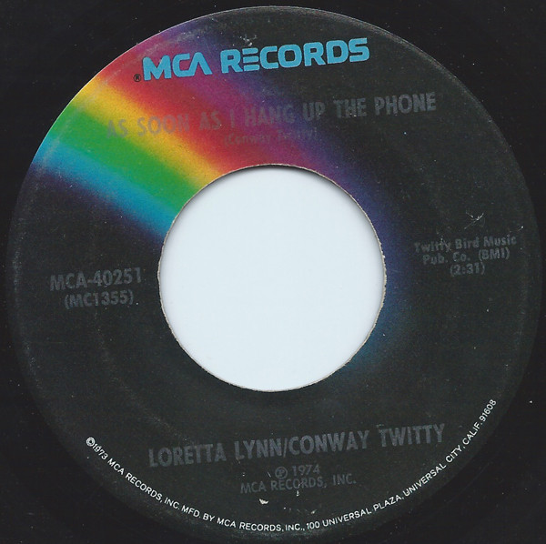 Conway Twitty & Loretta Lynn - As Soon As I Hang Up The Phone - MCA Records - MCA-40251 - 7", Single, Pin 759702629