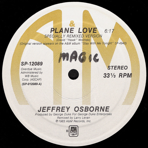Jeffrey Osborne - Plane Love - A&M Records - SP-12089 - 12" 786028338