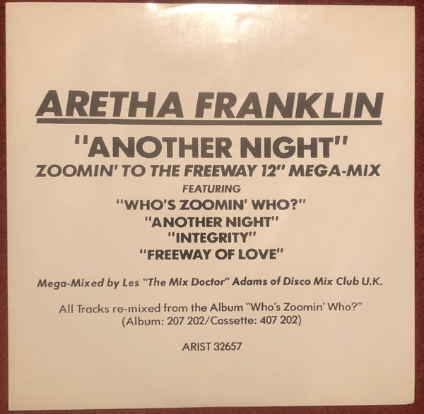 Aretha Franklin - Another Night (Zoomin' To The Freeway 12" Mega-Mix) (12", P/Mixed)