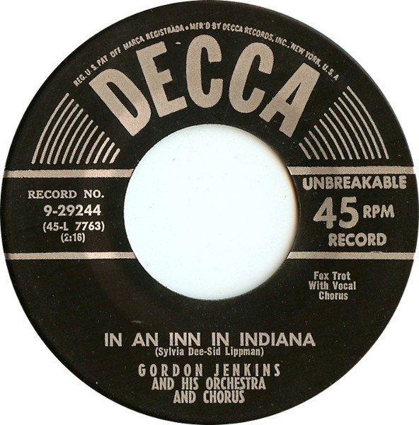 Gordon Jenkins And His Orchestra And Chorus - In An Inn In Indiana (7")