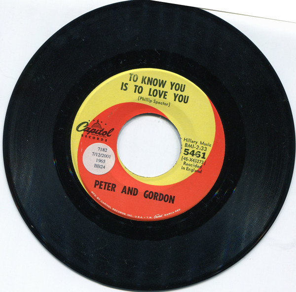 Peter And Gordon* - To Know You Is To Love You (7")