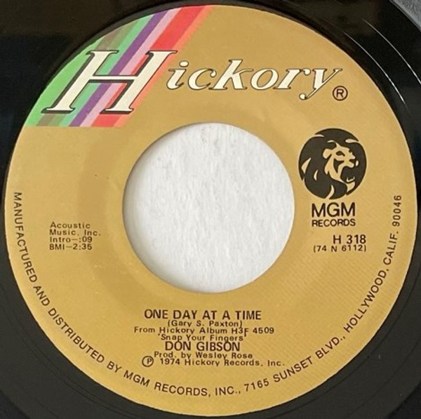 Don Gibson - One Day At A Time / Rainbow Love - Hickory Records - H 318 - 7" 798337235