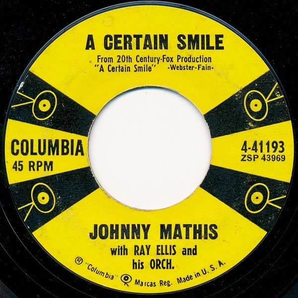 Johnny Mathis With Ray Ellis And His Orchestra - A Certain Smile / Let It Rain (7", Single, Styrene, Bri)