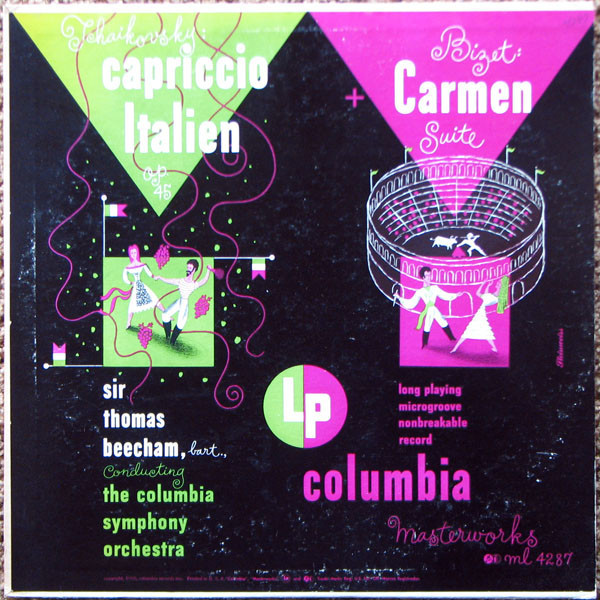 Bizet* / Tchaikovsky* - Sir Thomas Beecham, Bart.* Conducting The Columbia Symphony Orchestra* - Capriccio Italien Op. 45 / Carmen Suite (LP, Mono)