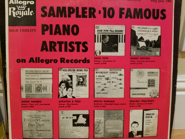 Various - Sampler Of 10 Famous Piano Artists (LP, Smplr)