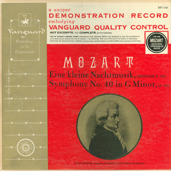 Mozart* - Felix Prohaska Conducting The Vienna State Opera Orchestra* - Eine Kleine Nachtmusik, (Serenade, K. 525) /  Symphony No. 40 In G Minor, (K. 550) (LP, Album, Mono, RE)