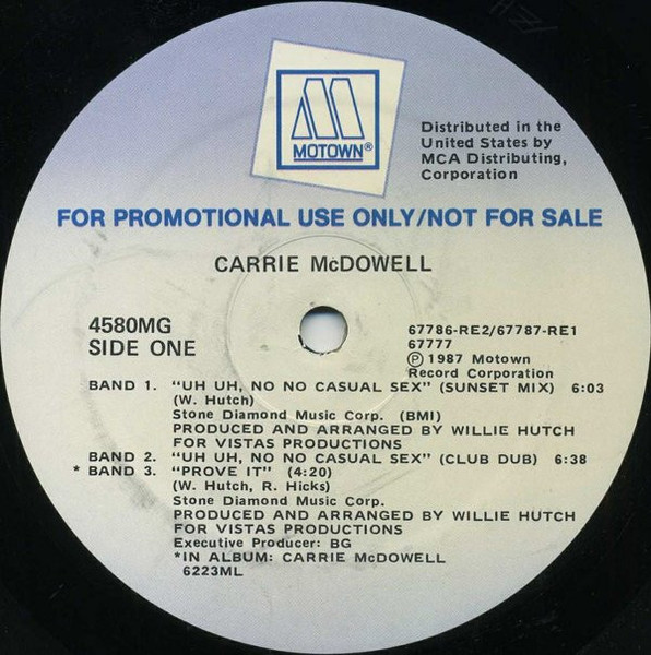Carrie McDowell - Uh Uh, No No Casual Sex (12", Promo)