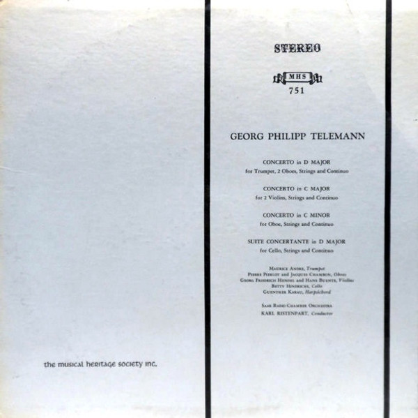 Georg Philipp Telemann - Saar Radio Chamber Orchestra*, Karl Ristenpart - Georg Philipp Telemann (LP)