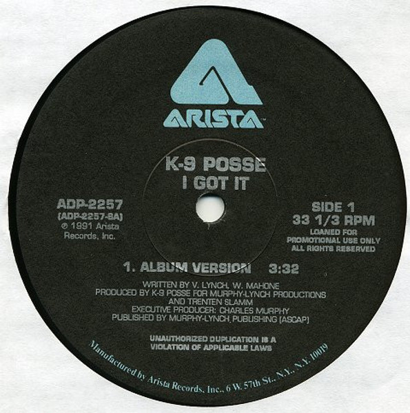 K-9 Posse - I Got It - Arista - ADP-2257 - 12", Promo 865158266