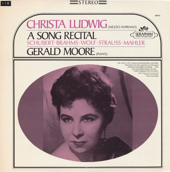 Christa Ludwig / Schubert*, Brahms*, Wolf*, Strauss*, Mahler* / Gerald Moore - A Song Recital (LP)