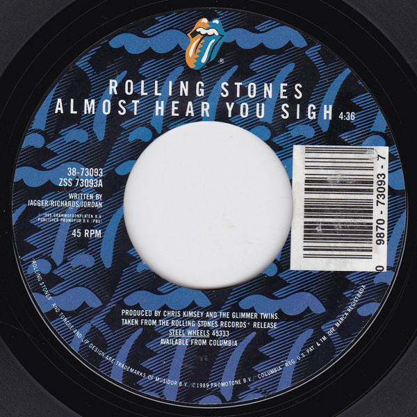 Rolling Stones* - Almost Hear You Sigh (7", Single, Styrene, Car)