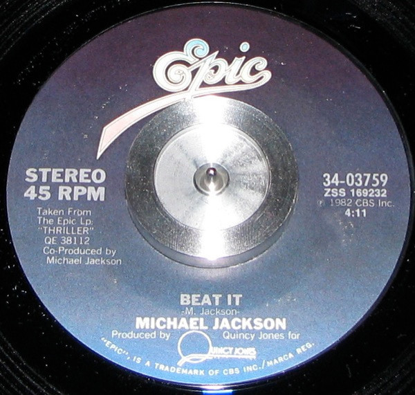 Michael Jackson - Beat It - Epic - 34-03759 - 7", Single, Styrene, Pit 886594209