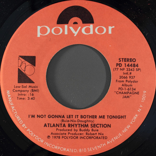 Atlanta Rhythm Section - I'm Not Gonna Let It Bother Me Tonight (7", Spe)