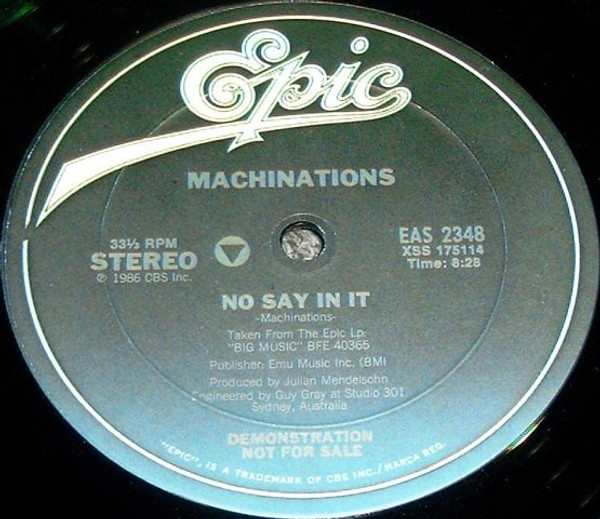 Machinations - No Say In It / 5 Minutes Black (12", Promo)