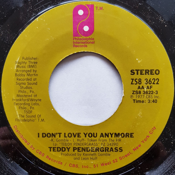 Teddy Pendergrass - I Don't Love You Anymore (7", Single, Styrene)