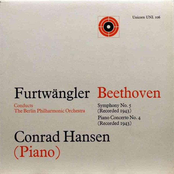 Beethoven* - Wilhelm Furtwängler, Berliner Philharmoniker, Conrad Hansen - Symphony No. 5 Op. 67 / Piano Concerto No. 4 Op 58 (LP, Mono, ED1)