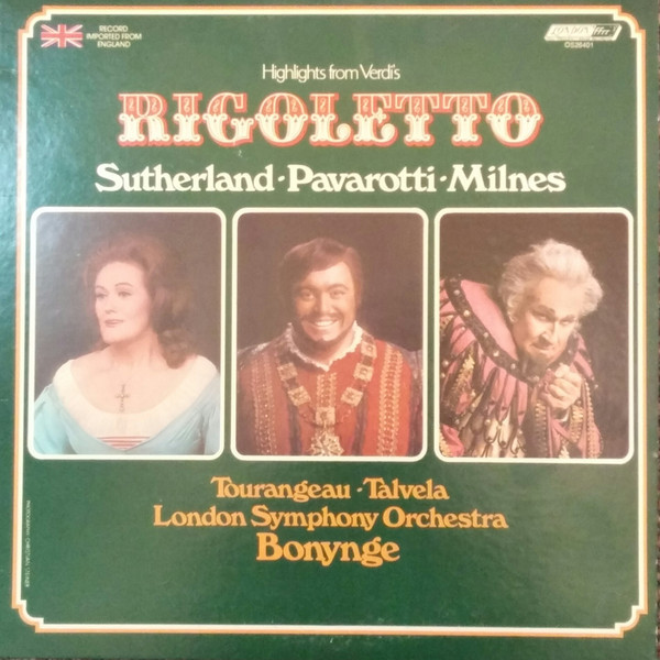 Giuseppe Verdi, Francesco Maria Piave, The London Symphony Orchestra, Bonynge* - Highlights from Verdi's Rigoletto (LP, Album)