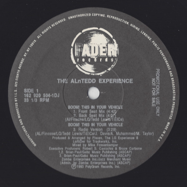 The ALnTedd Experience - Boom! This In Your Vehicle (12", Promo)