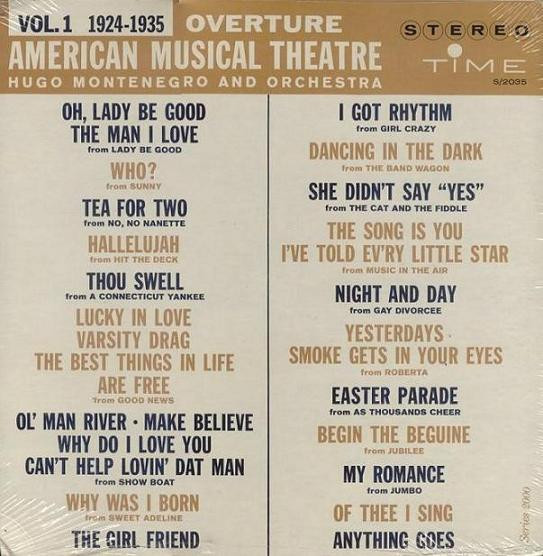 Hugo Montenegro And Orchestra* - Overture,  American Musical Theatre, Vol. 1 (1924 - 1935) (LP)