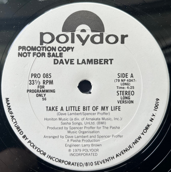 Dave Lambert (4) - Take A Little Bit Of My Life (12", Promo)