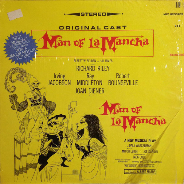 Original Cast*, Richard Kiley, Joan Diener, Irving Jacobson, Robert Rounseville, Ray Middleton - Man Of La Mancha (LP, RE, Pin)