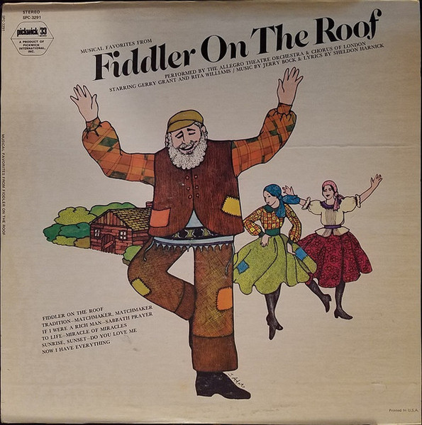 The Allegro Theatre Orchestra And Chorus - Fiddler On The Roof (LP, Album)