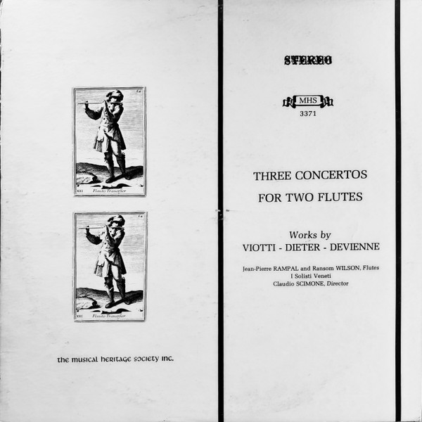 Jean-Pierre Rampal, Ransom Wilson, I Solisti Veneti, Claudio Scimone - Three Concertos For Two Flutes - Musical Heritage Society - MHS 3371 - LP, Album 909265702