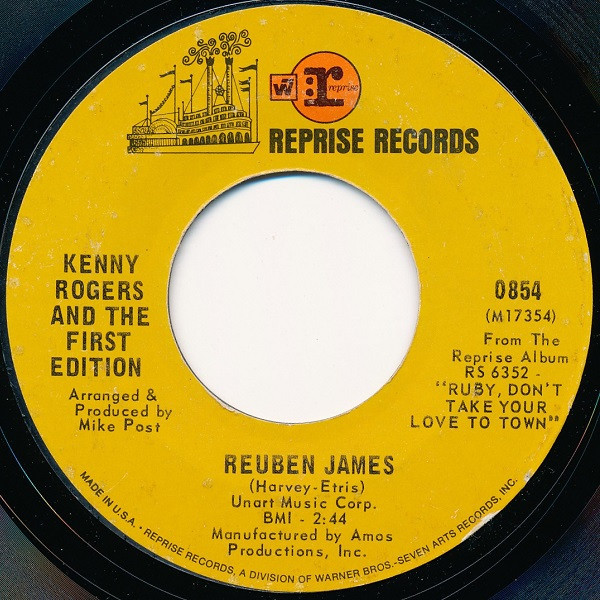 Kenny Rogers & The First Edition - Reuben James - Reprise Records - 854 - 7", Single, Styrene 911787966