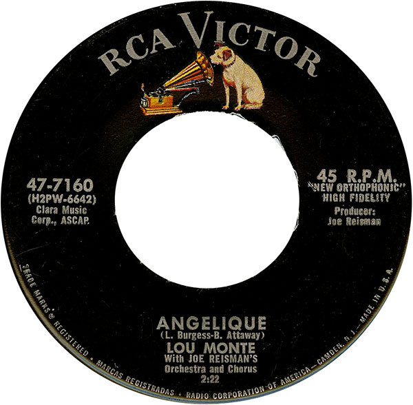 Lou Monte - Angelique / Lazy Mary (Luna Mezzo Mare) (7", Single)