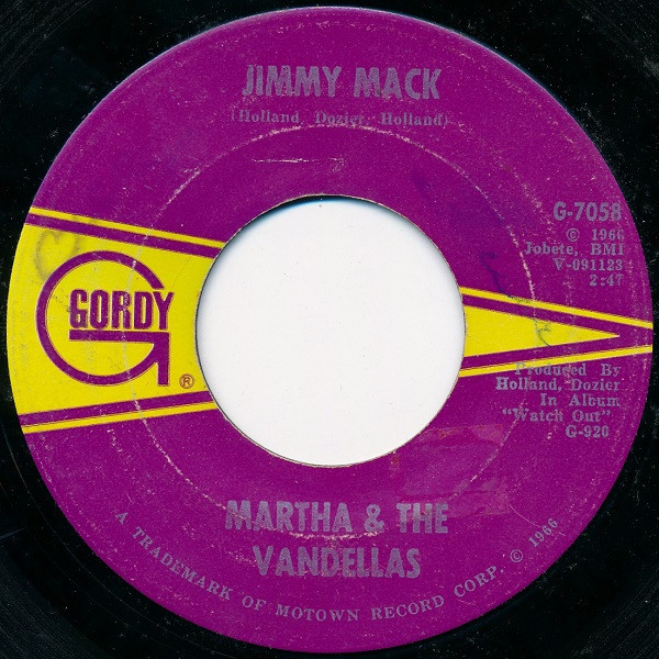 Martha Reeves & The Vandellas - Jimmy Mack - Gordy - G-7058 - 7", Single, RP, Ame 911807104