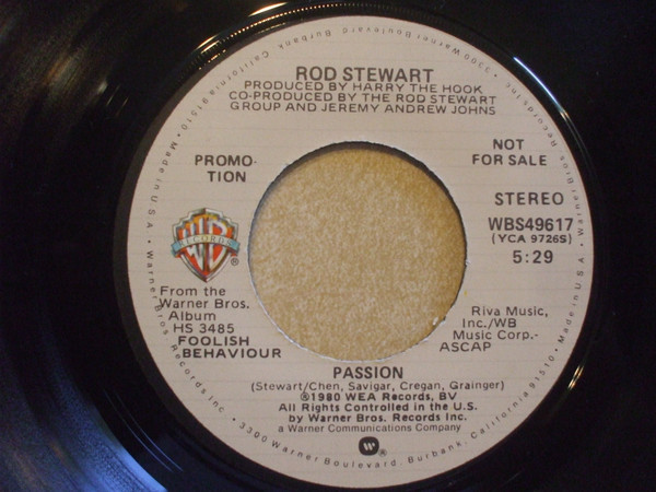 Rod Stewart - Passion (7", Single, Promo)