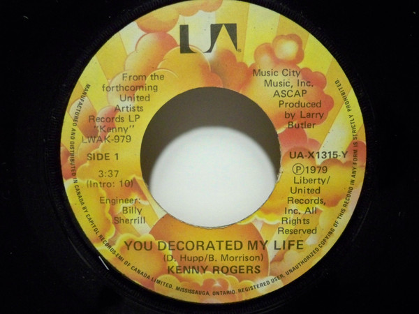 Kenny Rogers - You Decorated My Life (7", Single)