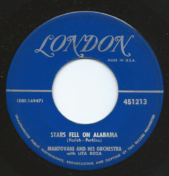 Mantovani And His Orchestra - Stars Fell On Alabama (7", Single)