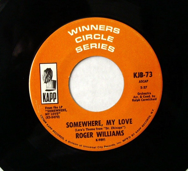 Roger Williams (2) - Somewhere, My Love / Born Free (7", RE)