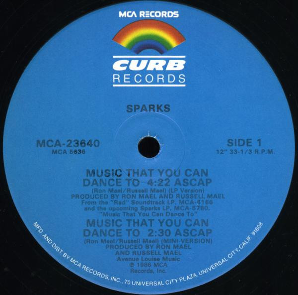Sparks - Music That You Can Dance To (12")