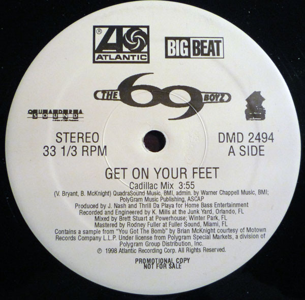 69 Boyz Featuring Lana (11) - Get On Your Feet (Remixes) - Atlantic, Big Beat - DMD 2494 - 12", Promo 938588856