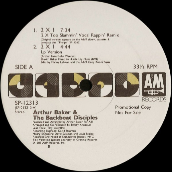 Arthur Baker And The Backbeat Disciples - 2 X 1 - A&M Records - SP-12313 - 12", Promo 938639105