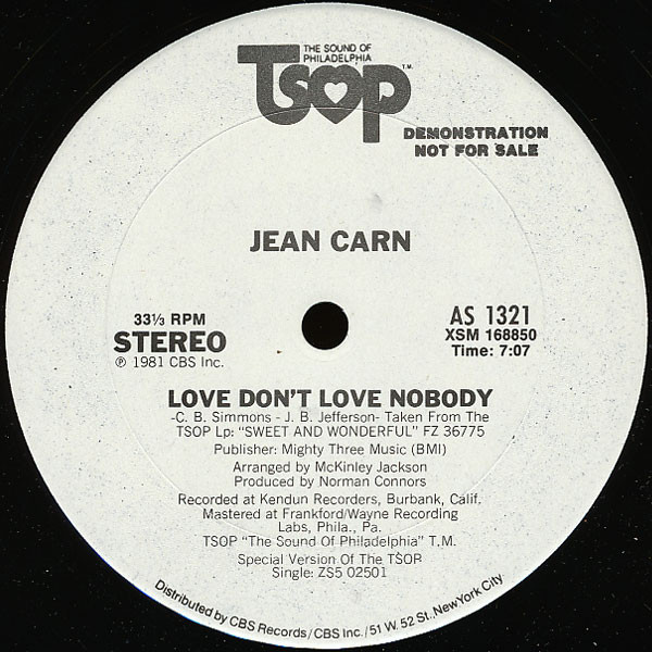 Jean Carn - Love Don't Love Nobody (12", Promo)