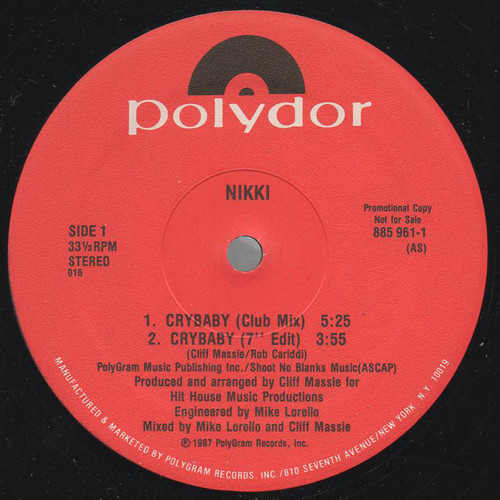Nikki (20) - Cry Baby (12", Promo)