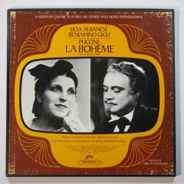 Puccini* - Beniamino Gigli And Licia Albanese With La Scala Orchestra* And Chorus* Conducted By Umberto Berrettoni - La Bohème - 1938  Recording (2xLP, Mono)