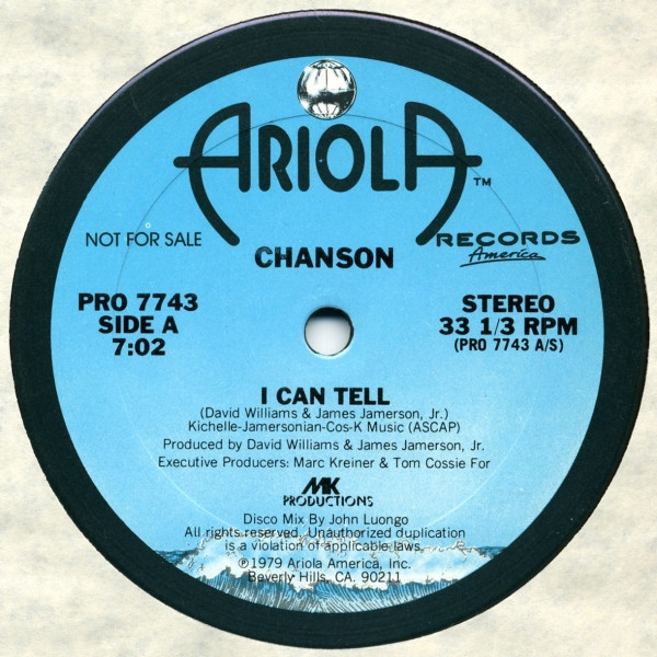 Chanson - I Can Tell (12", Promo)