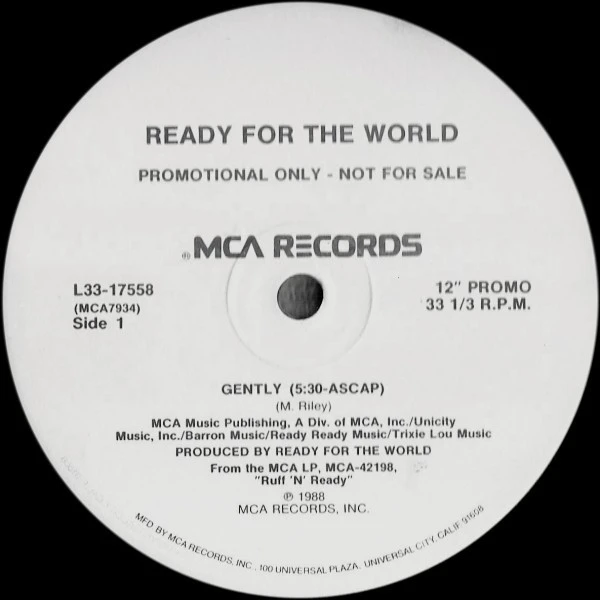 Ready For The World - Gently - MCA Records - L33-17558 - 12", Promo 945395051