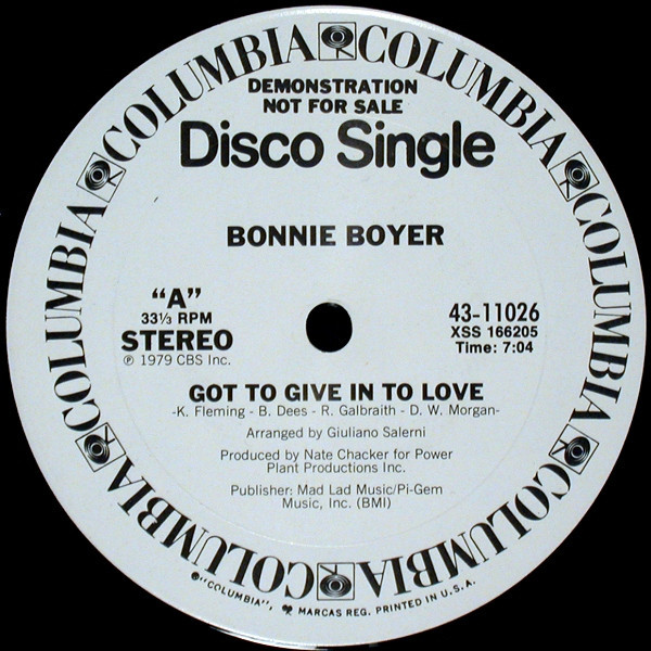 Bonnie Boyer - Got To Give In To Love - Columbia - 43-11026 - 12", Single, Promo 945692519