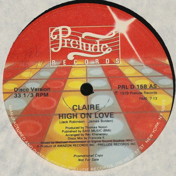 Claire* - High On Love (12", Promo)