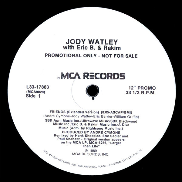 Jody Watley With Eric B. & Rakim - Friends (12", Promo)