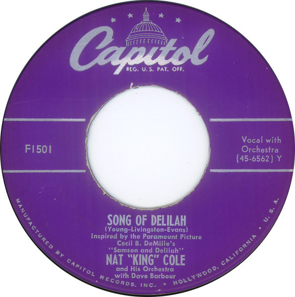 Nat "King" Cole* - Song Of Delilah / Because Of Rain (7", Single)