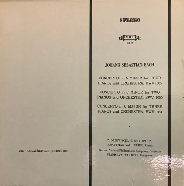 Johann Sebastian Bach, Warsaw National Philharmonic Symphony Orchestra*, Stanislaw Wislocki - Concertos for Two, Three And Four Pianos (LP, Album)