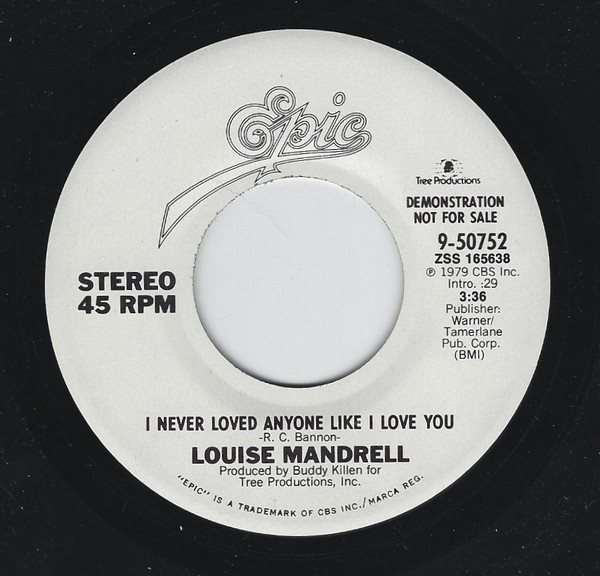 Louise Mandrell - I Never Loved Anyone Like I Love You (7", Single, Promo)