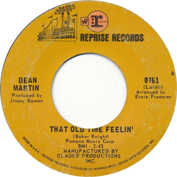 Dean Martin - That Old Time Feelin' (7", Single, Pit)