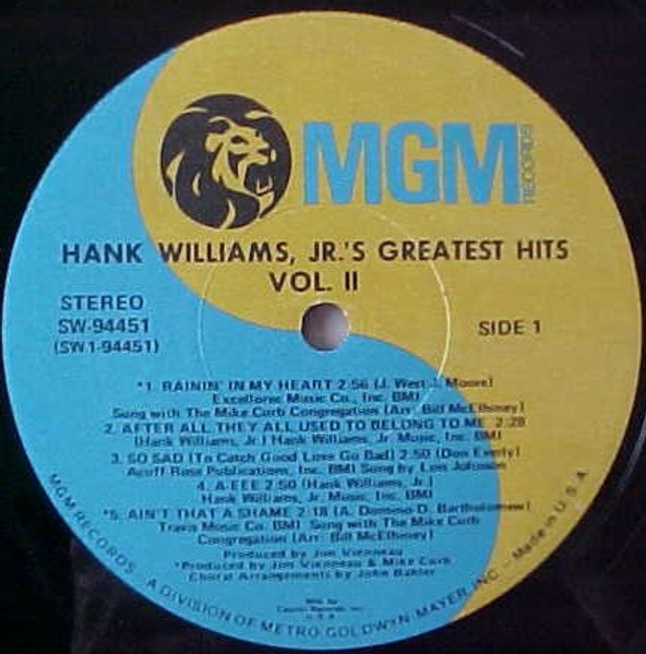 Hank Williams Jr. - Hank Williams Jr.'s Greatest Hits Volume 2 - MGM Records, MGM Records - SE 4822, SW-94451 - LP, Album, Comp, Club 1023919604